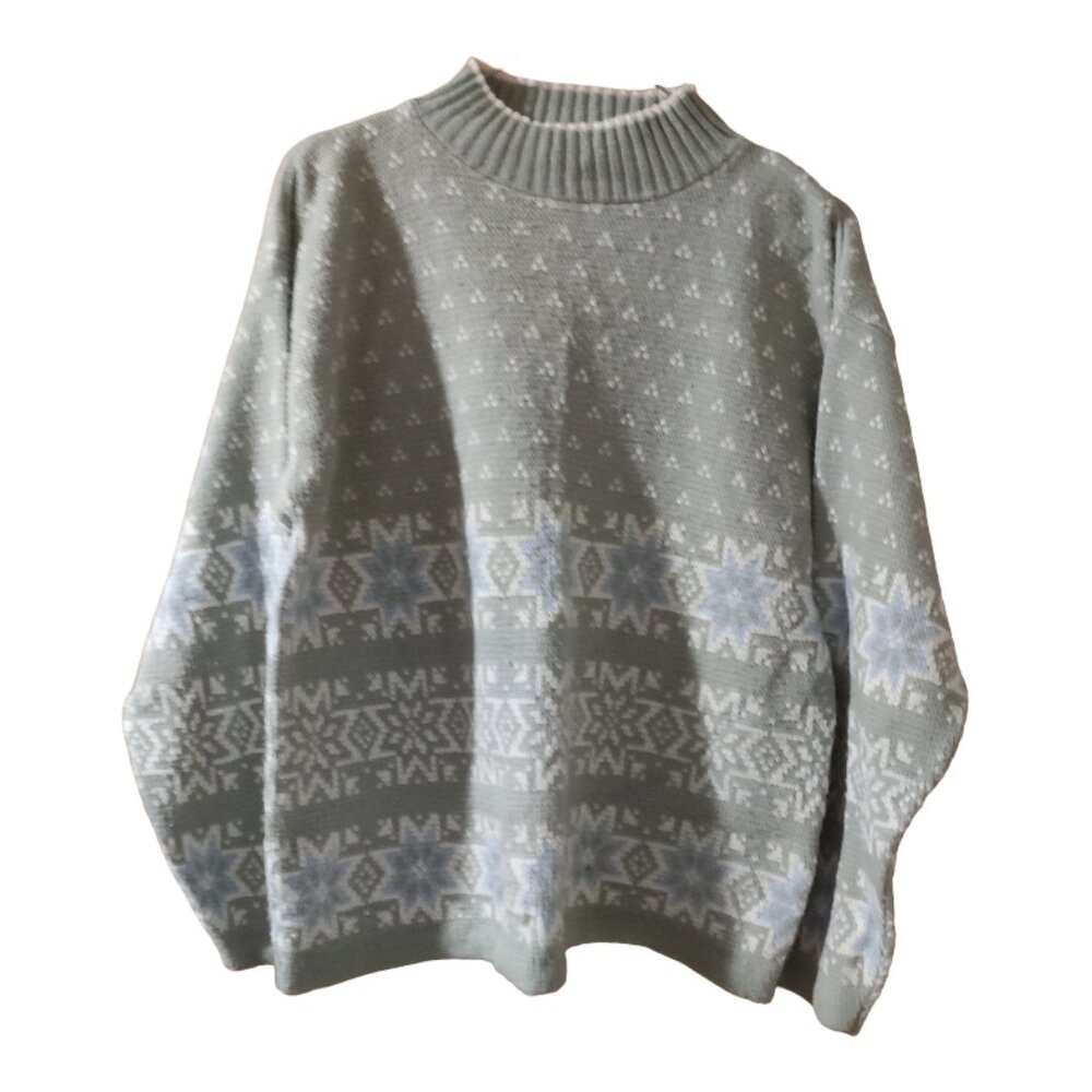 Vintage Basic Editions Heavy Ski Sweater Gray, Green, Blue, White Size Small